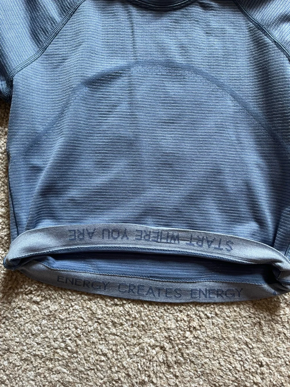lululemon athletica Blue Ribbed Short-Sleeve Crop Top